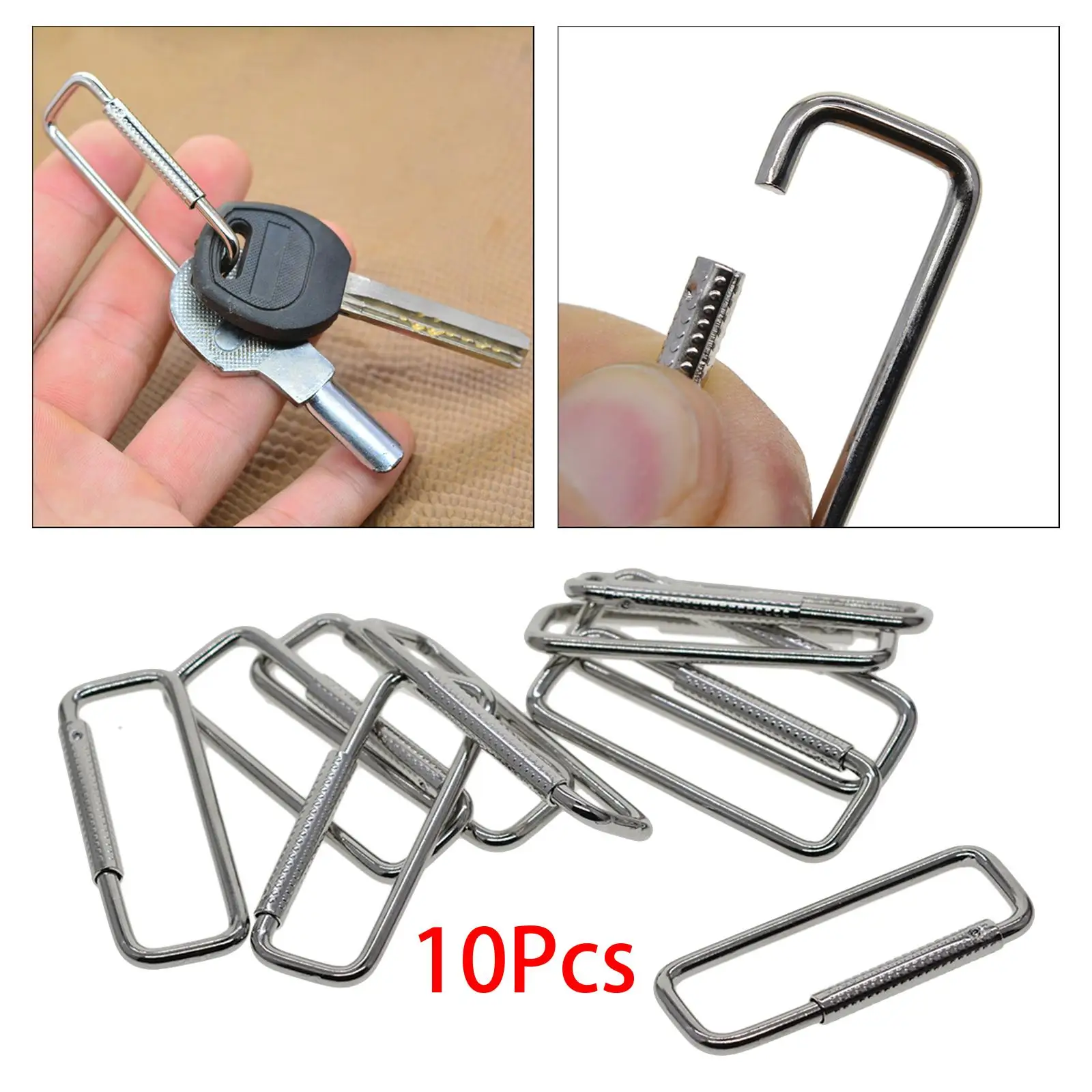 10x Rectangle Carabiner Clips Spring Buckle Metal Portable Durable Multipurpose