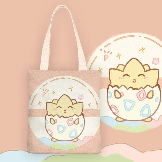 Pokemon pikachu casual grande capacidade sacos de ombro shopper tote saco  carta moda harajuku zíper impressão lona bolsas femininas - AliExpress