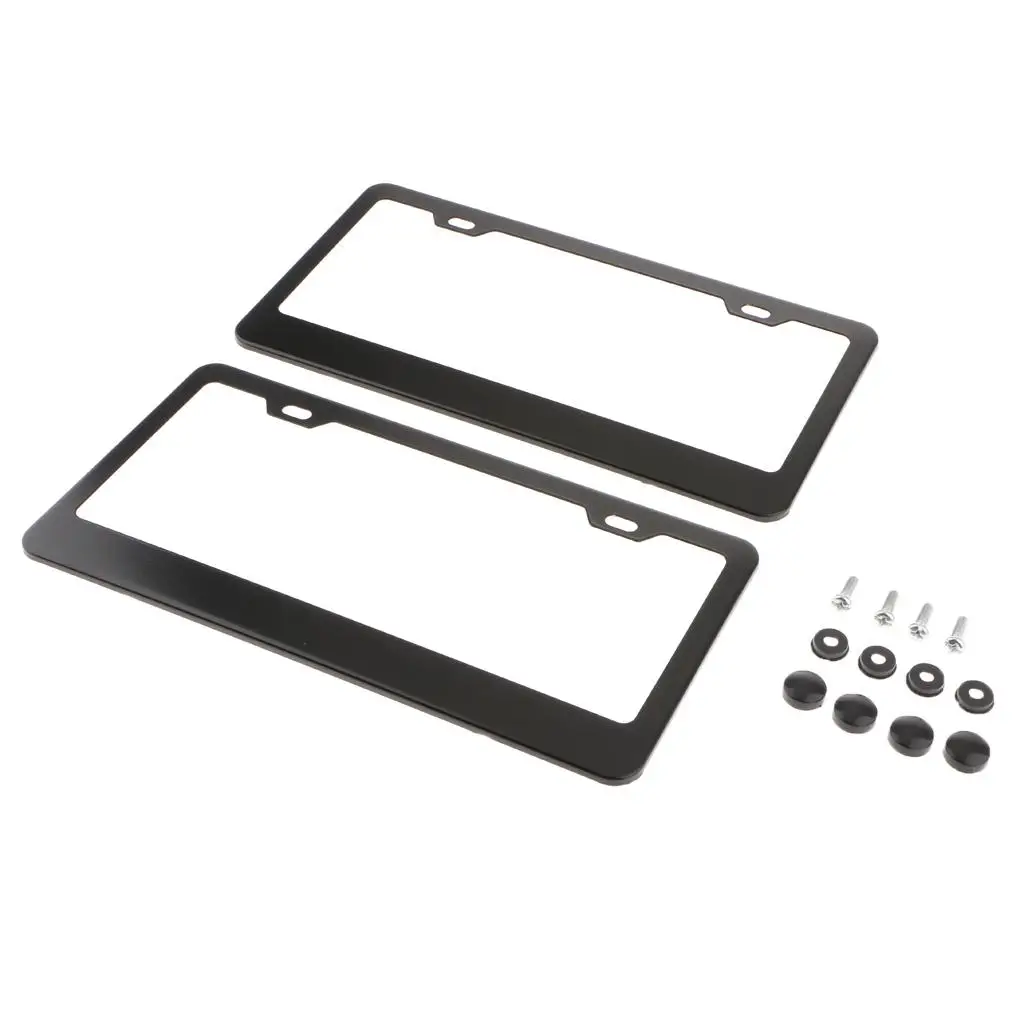 2 Pieces 2Holes Stainless Steel Polish License Plate  and Screws