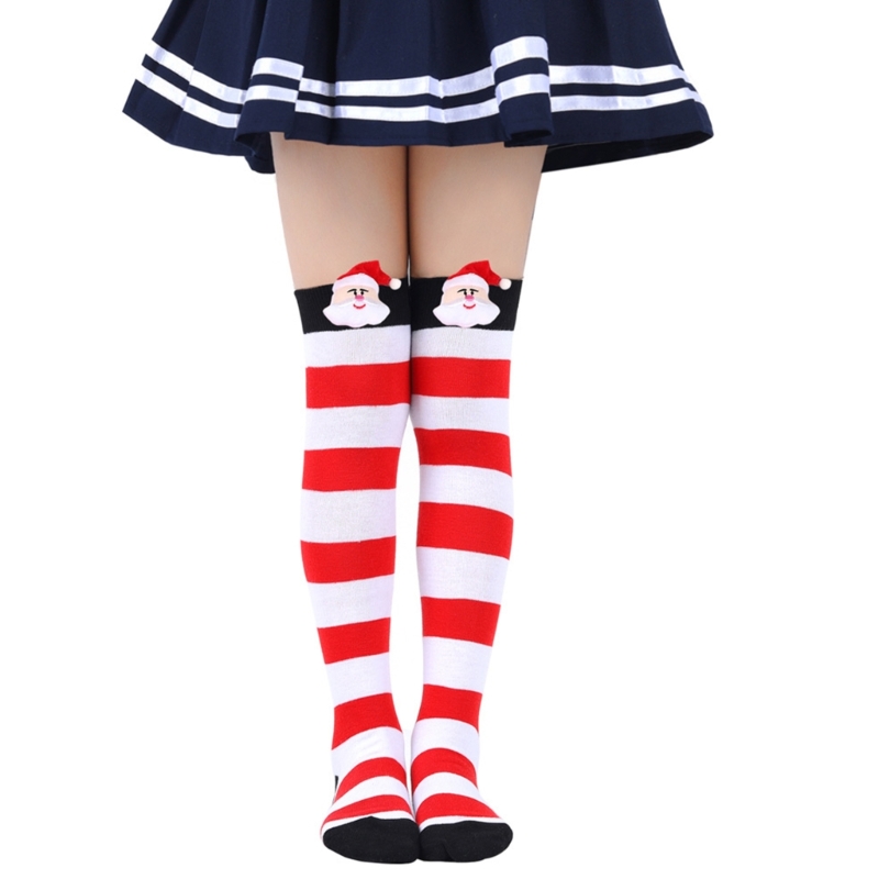 Warme Kinderstrümpfe für Weihnachten, oberschenkelhohe Socken, Festival, dehnbare Beinstulpen A2UB – Detail 8