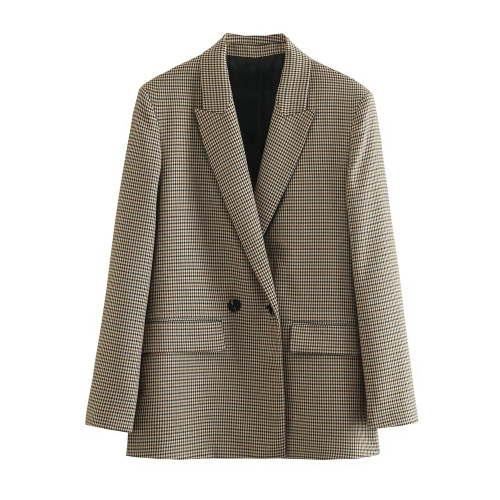 Title 4, TRAF Cappotto blazer doppiopetto scozzese moda ...