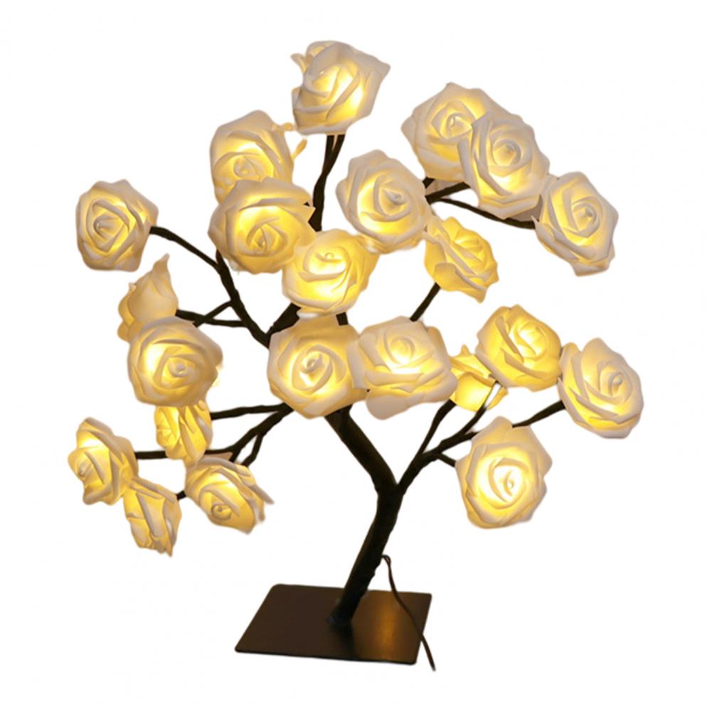 LED Cool Appearance Rose Tree Night Light Plastic Valentine's Day Rose Tree Table Light Home Decor