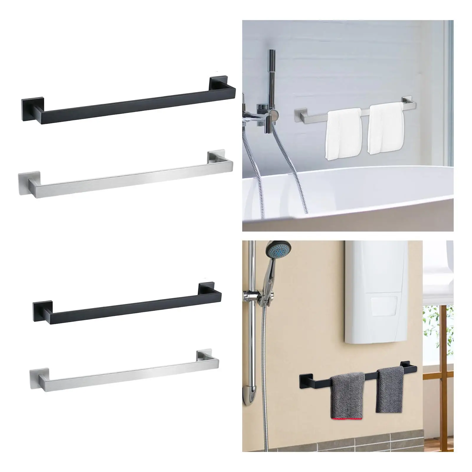 Durable Towel Rack Holder Space Saving Stand Wall Mounted Rustproof Organizer for Bathroom Hotel Kitchen Hanging Robe Shower