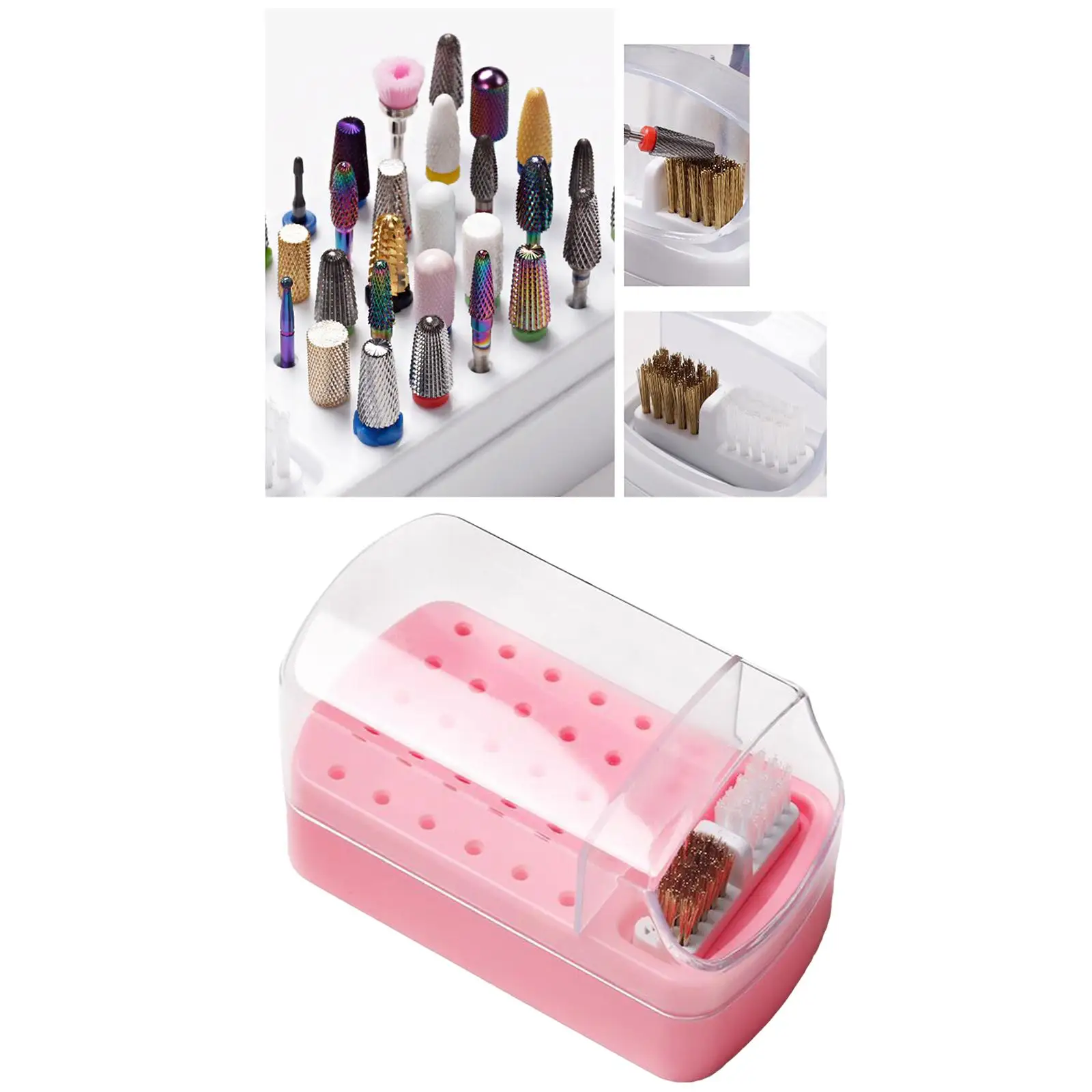 30 Slots Nail Drill Bit Holder Grinding Case Waterproof Container Manicure