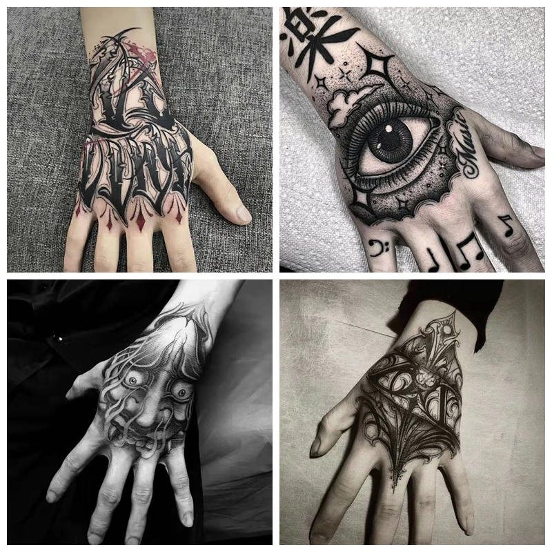 Best of 4pc / Lot Dark Back Hand Waterproof Temporary Fake Tattoo Male Prajna Cool Eye Art Personality Neck Half Arm Star Tattoo Stickers Reviews & Tips