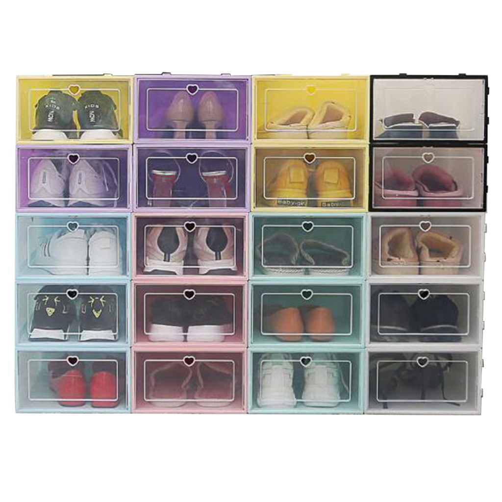 Organizer Shoes Stackable Plastic Box Shoe Storage 1PC Foldable Clear Housekeeping & Organizers Picture Storage Containers