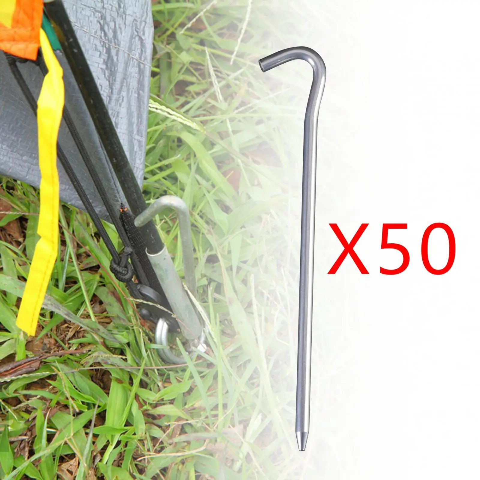 Pack of 50 Tent Pegs Nails 7inch Aluminum Rust Proof Accessories for Patio Canopies, Garden Nets Multifunctional Durable