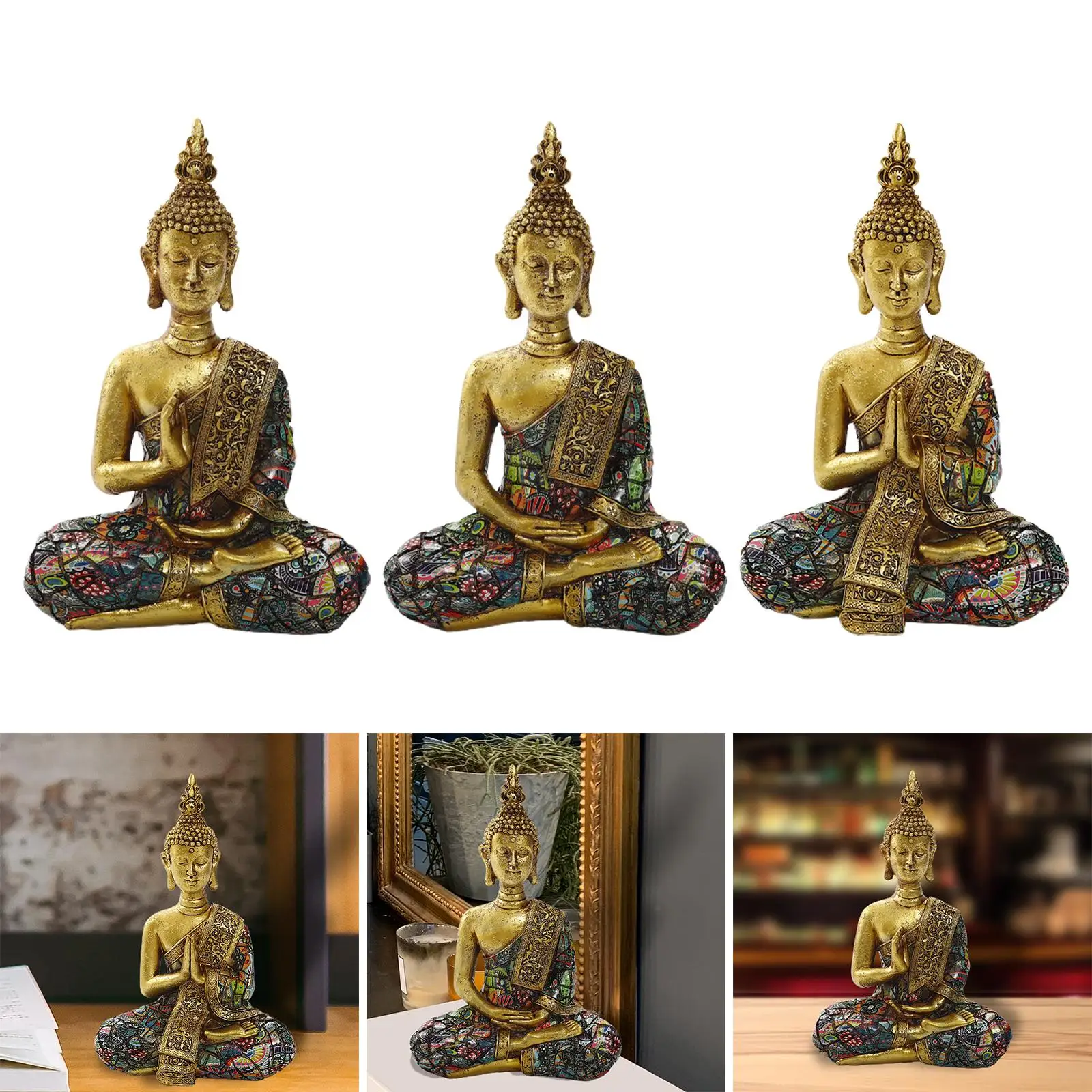 Seated Buddha Statue Zen Sculpture Sitting Figurines Spiritual Artwork Craft