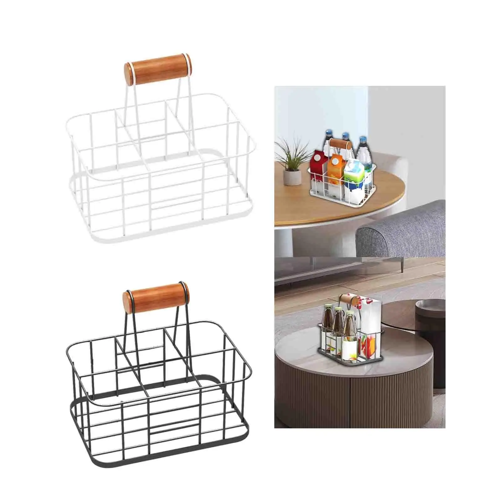 Drink Delivery Carrier Attachments Reusable with Handle Wine Bottle Storage Beer Rack Basket for Cafe Camping
