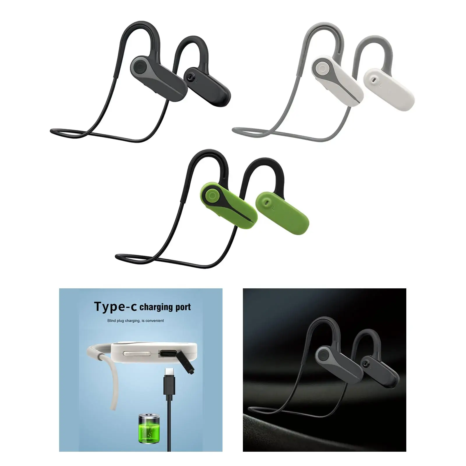 Bones Conduction Headphones HD Stereo Microphone Waterproof Sport Earphones for Driving