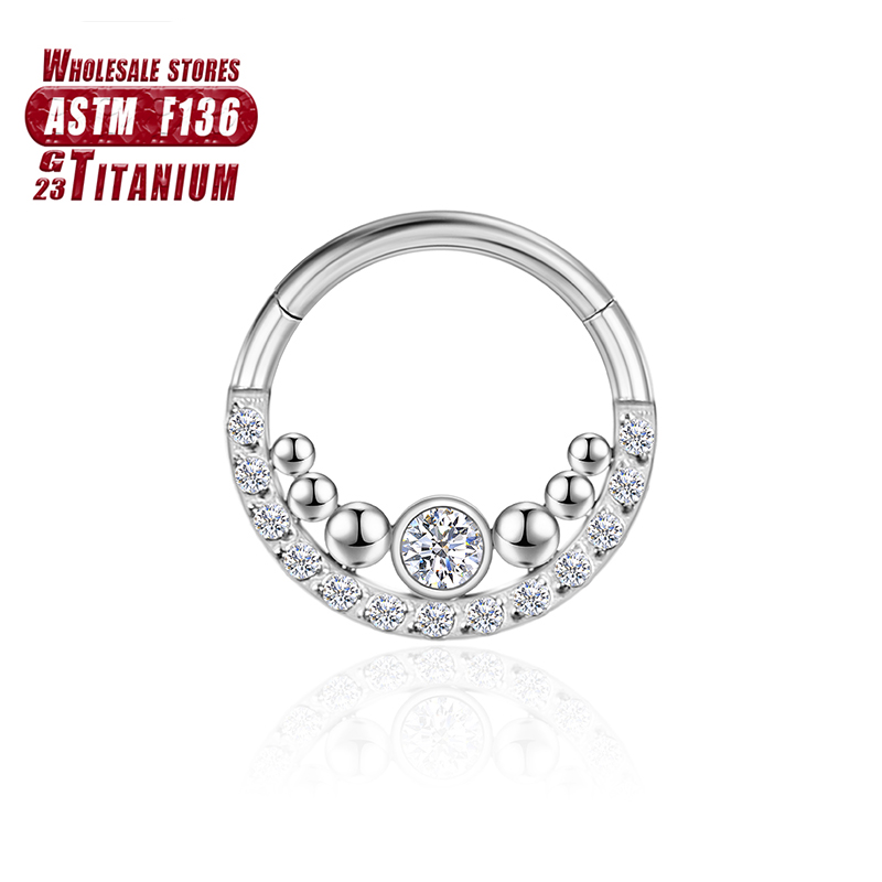 F136 Titan Septum Zirkon Clicker Nasenring Creolen Tragus Industrie Piercing Klapp Segment Knorpel Frauen Schmuck – Detail 4