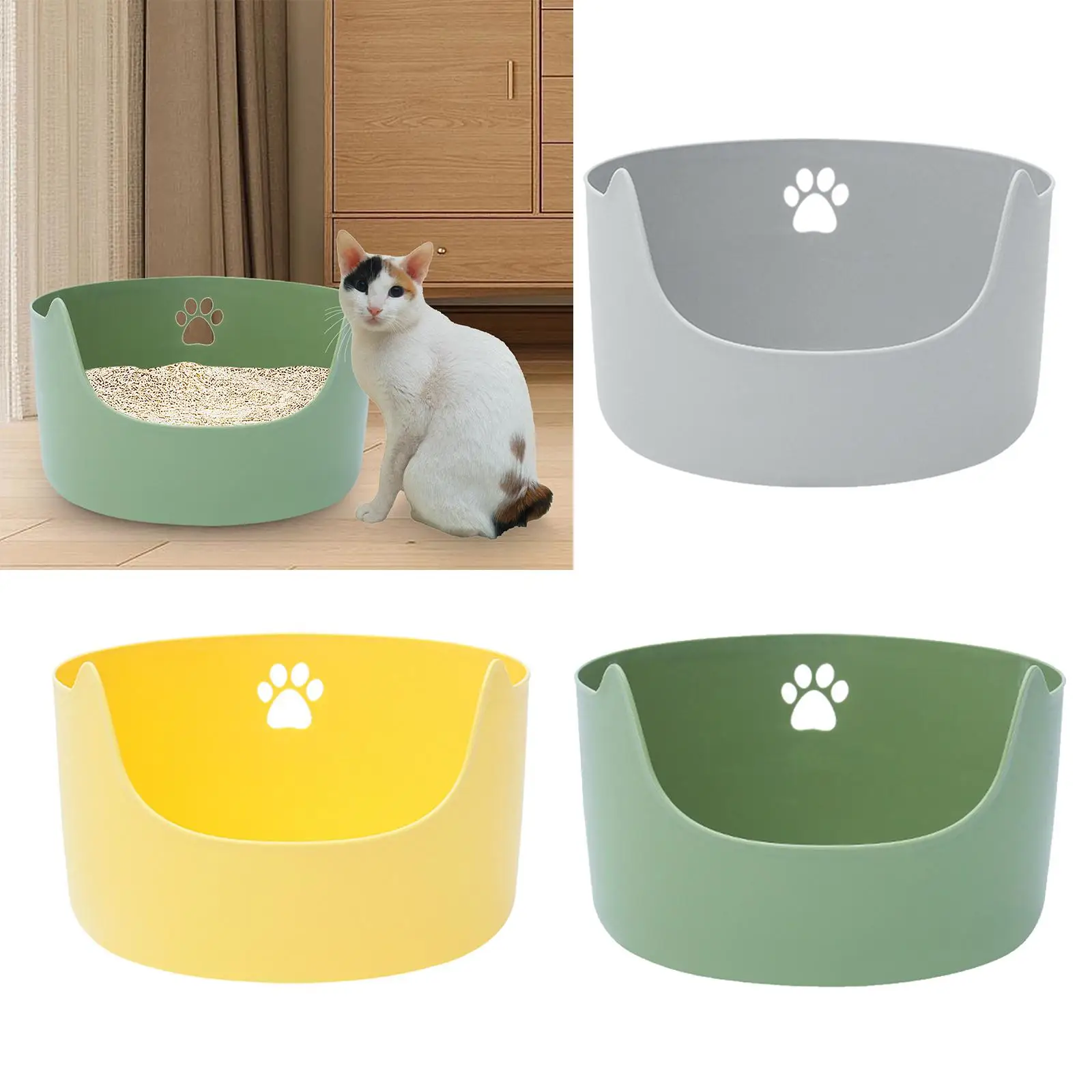 Cat Litter Box Open Top Pet Litter Tray for Small Medium Cats Pets Supplies