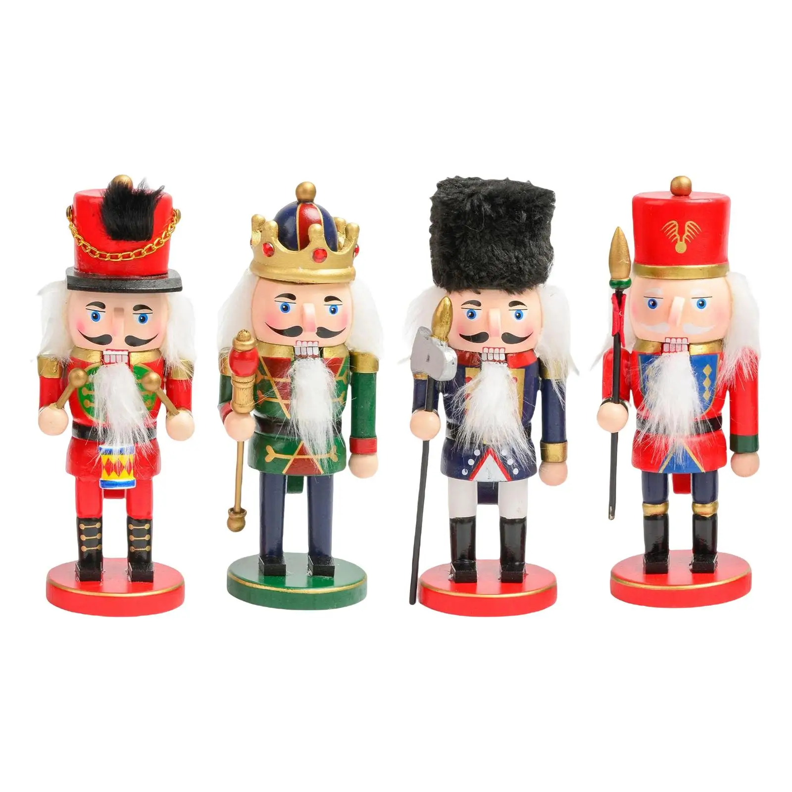Wood Nutcracker Soldier Model Handpainted Puppet Doll Free Standing Creative for Bookcase Holiday Desktop Decoration Ornament