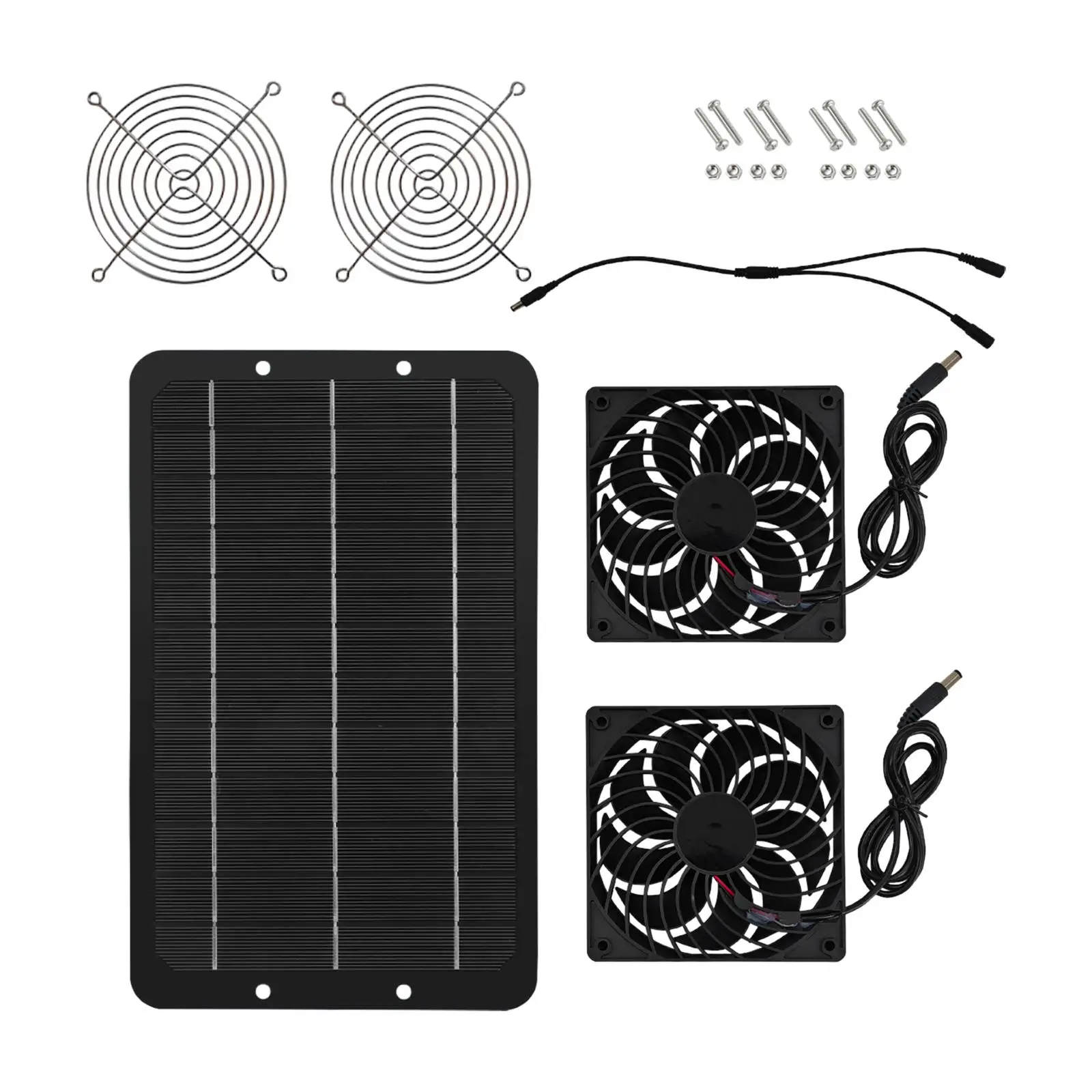 Solar Powered Panel Fan Waterproof Outdoor Double Fans Exhaust Fans Energy Saving for Pet Houses Yacht RV Camping Chicken Coop