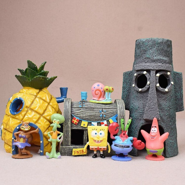 Bob Esponja Anime Acrílico Bonecas para Crianças, Fish Tank Ornaments,  Modelos de Personagem, Decoração De Bolo, Enfeites De Carro, Brinquedo  Pingente, Presente, 20pcs - AliExpress