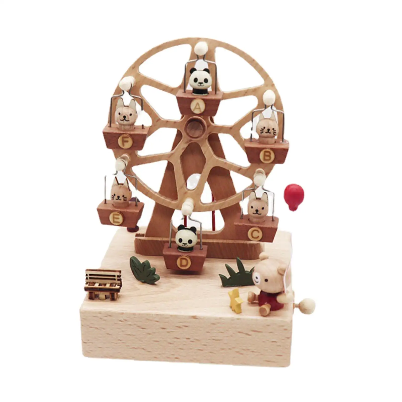 Carousel Music Box Ornament Children`s Toys Christmas Present for Family Friends with Small Swinging Animal Windmill Music Box