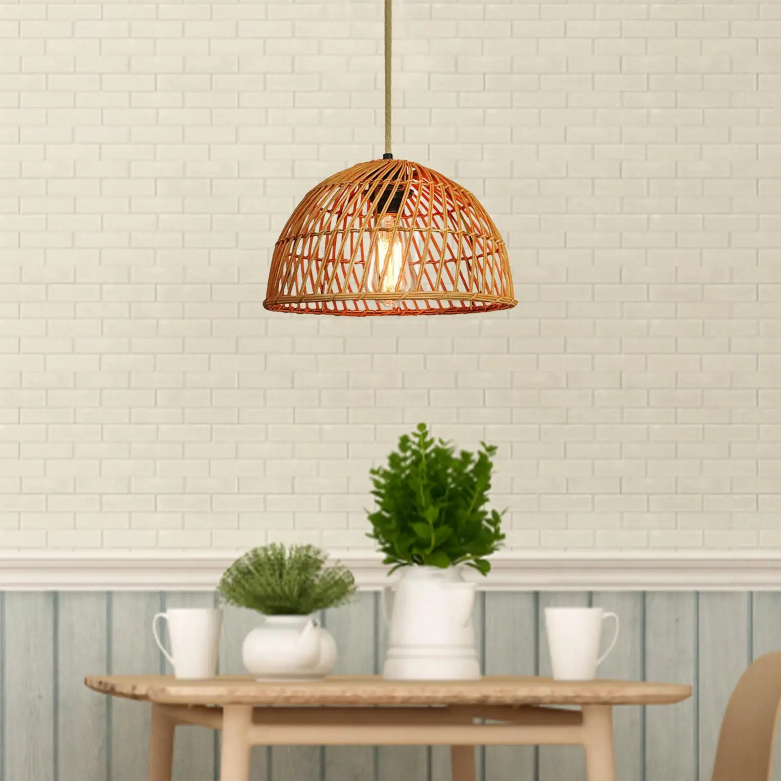 Japanese Style Antique Pendant Lamp Shade Handmade Dome Hanging Ceiling Lampshade for Living Room Cafe Bar Bedroom Kitchen