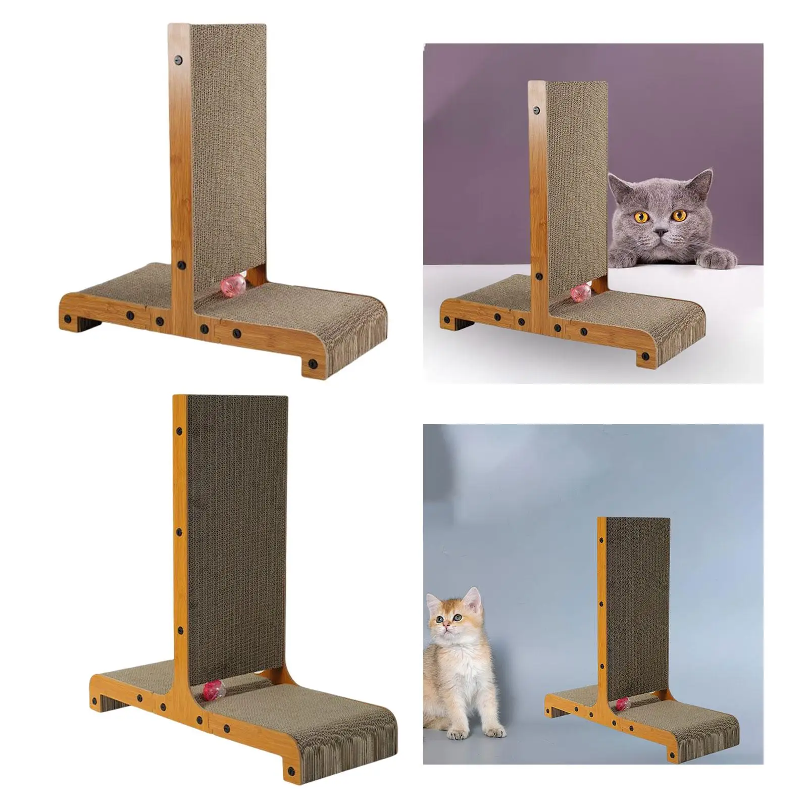 Standing Cat Scratcher Scratching Board with Bell Ball T Shape Cat Scratch Pad Furniture Protector for Indoor Cats Pet Supplies