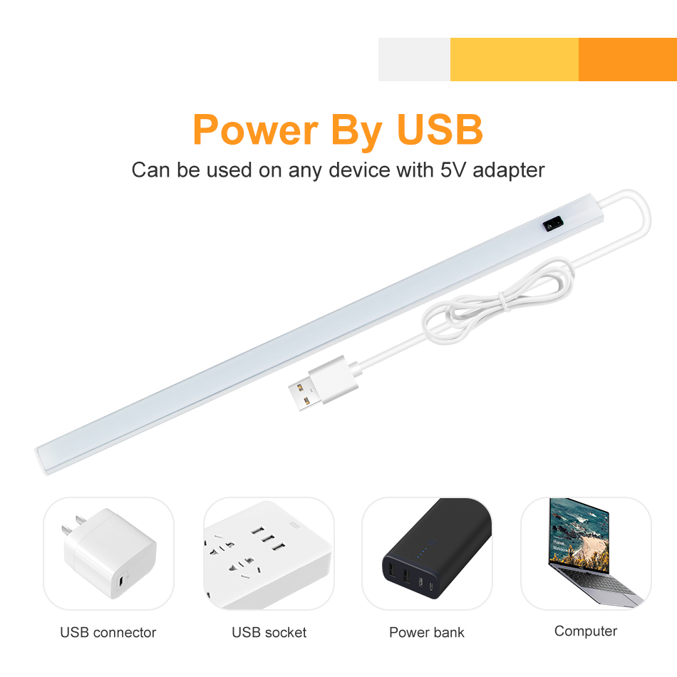 12V USB LED Strip Desk Lamp Hand Sweep Switch Motion Sensor Table Lamp 20/30/50cm Children Room LED Under Cabinet Kitchen Lights