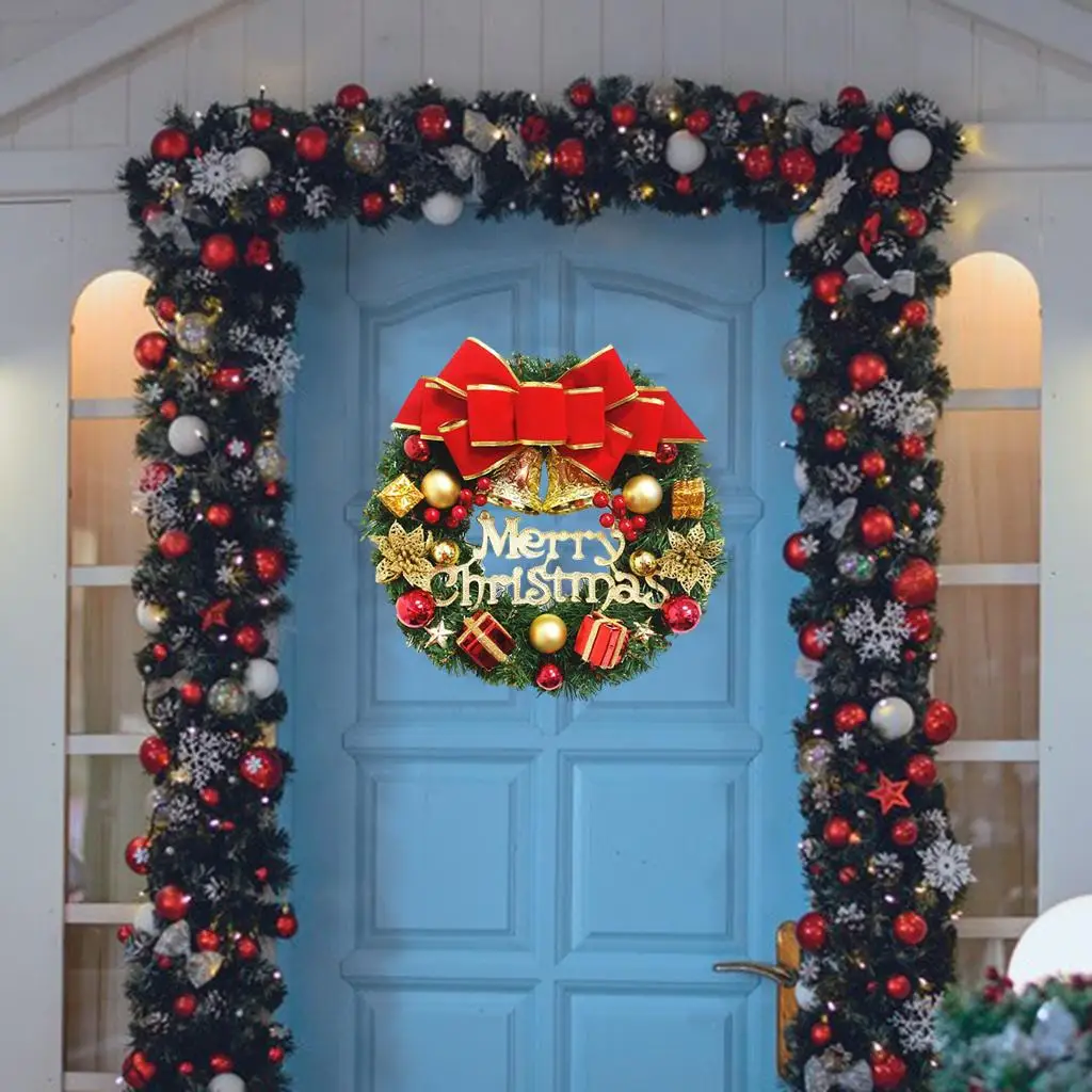 12 Inch Artificial  Front Door  Hanging Garland Hoop Flower Pendant Ornament for Christmas Party Decor
