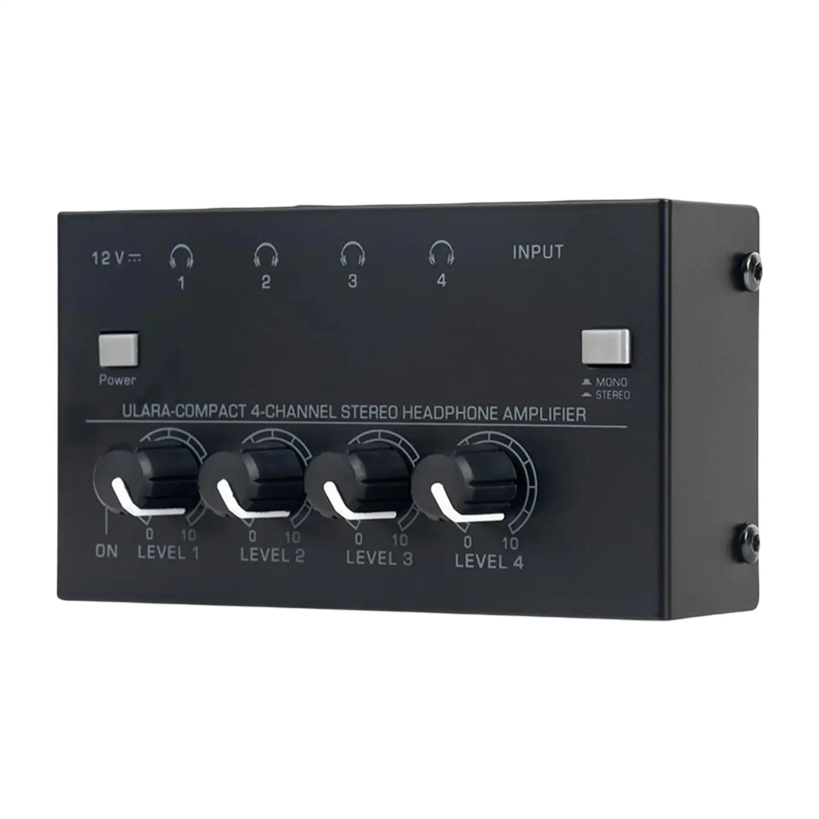 Compact Stereo Headphone Amplifier Stereo Audio Amplifier 4 Channels Low Noise Headphone Splitter Amplifier for Studio and Stage