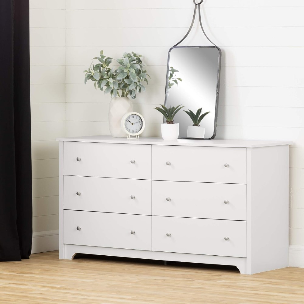 Description Picture 2 of itemChest of Drawers in the Bedroom Furniture Pure White Women's Furniture Makeup Dressing Table Vito 6-Drawer Double Dresser Vanity