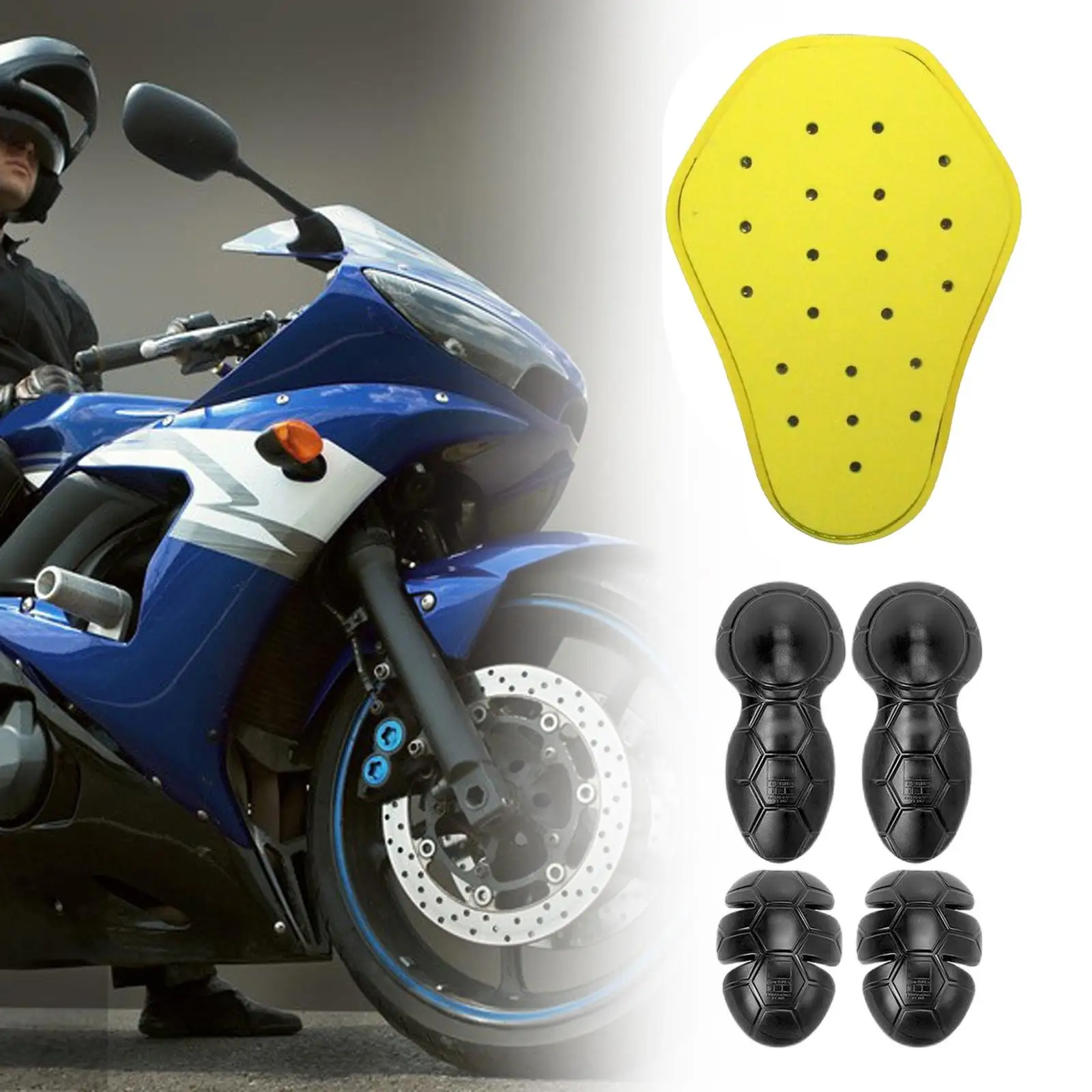 5 Pieces Removable Motorcycle Armour Set Elbow Knee Back Pad Clothing Protector for Riding Outdoor Cycling for Men Women