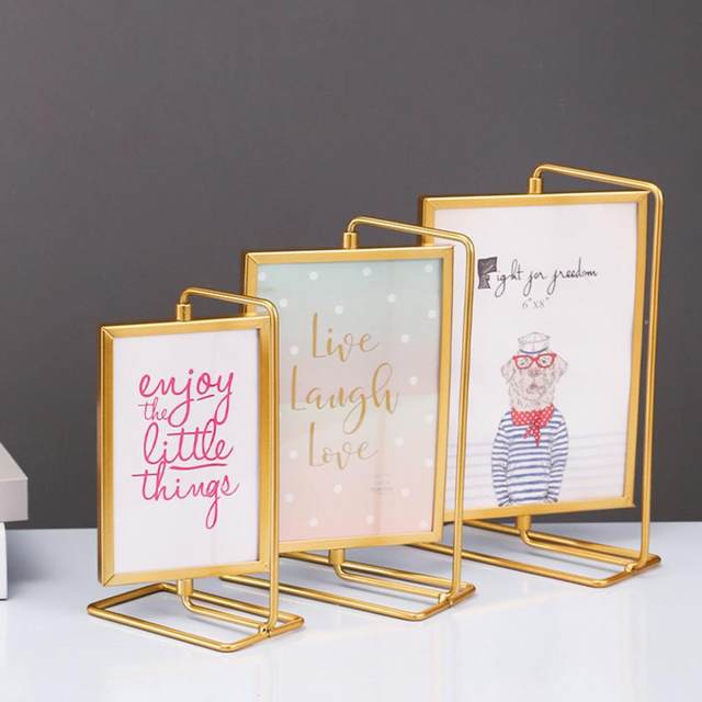 Photo Frame Craft Rotating Gift Store Photos Picture Holder Stand Metal  Modern Minimalist Metal Photo Frame for Photo