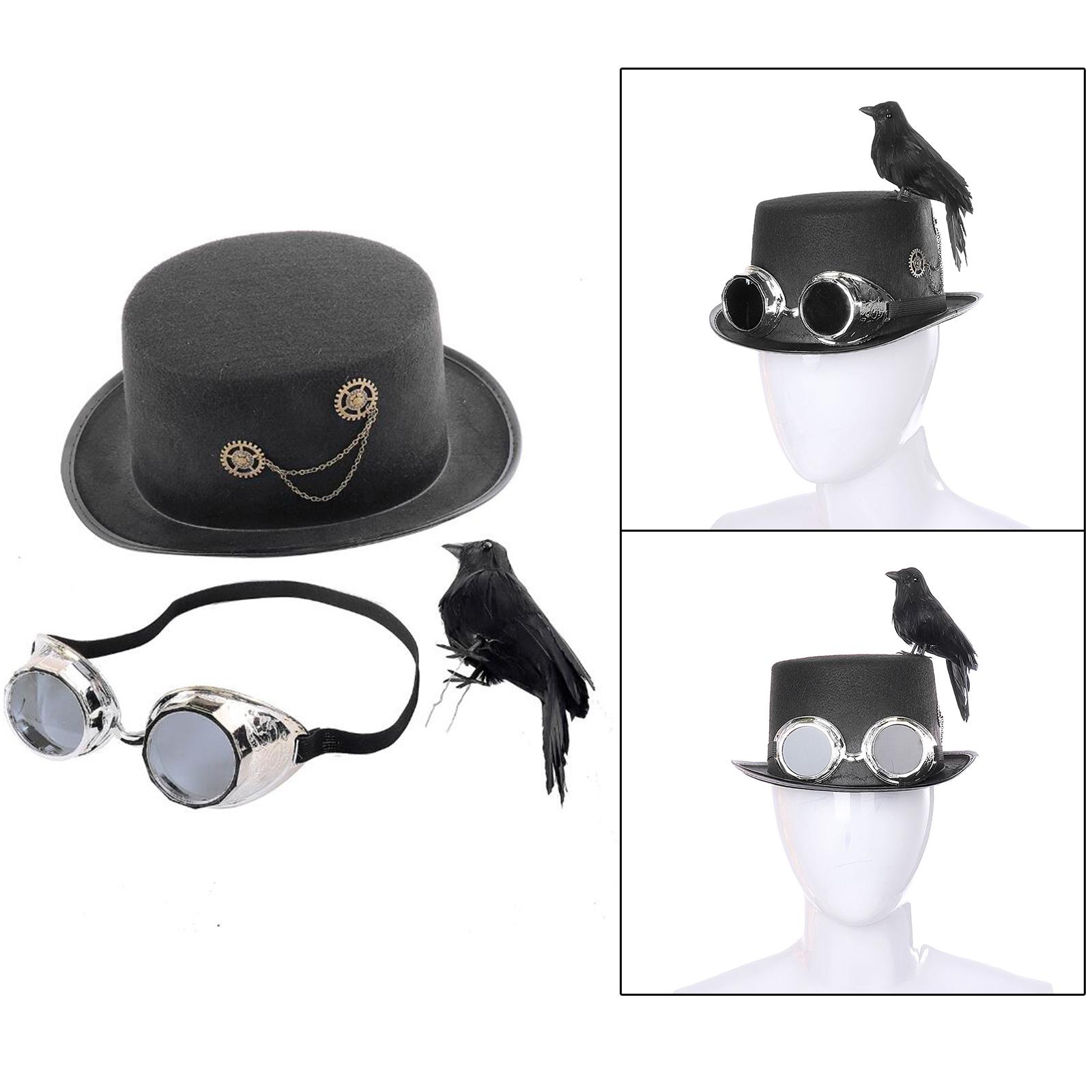 Deluxe Steampunk Top Hat with Goggles Headgear for Dressing Up