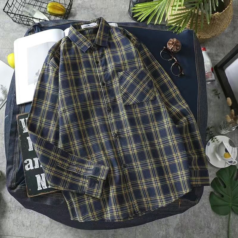 Long Sleeve Men's Shirt and Blouse Cargo Clothes with Pocket Plaid Male Top Luxury Button Aesthetic Sleeves Fashion 2024 Vintage