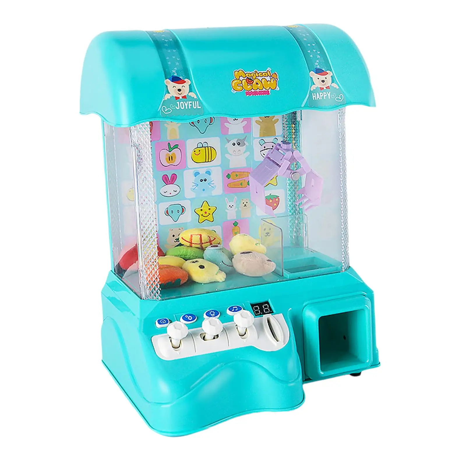 Kids Electronic Claw Toy Grabber Machine Home Arcade w/ Dolls & Coins