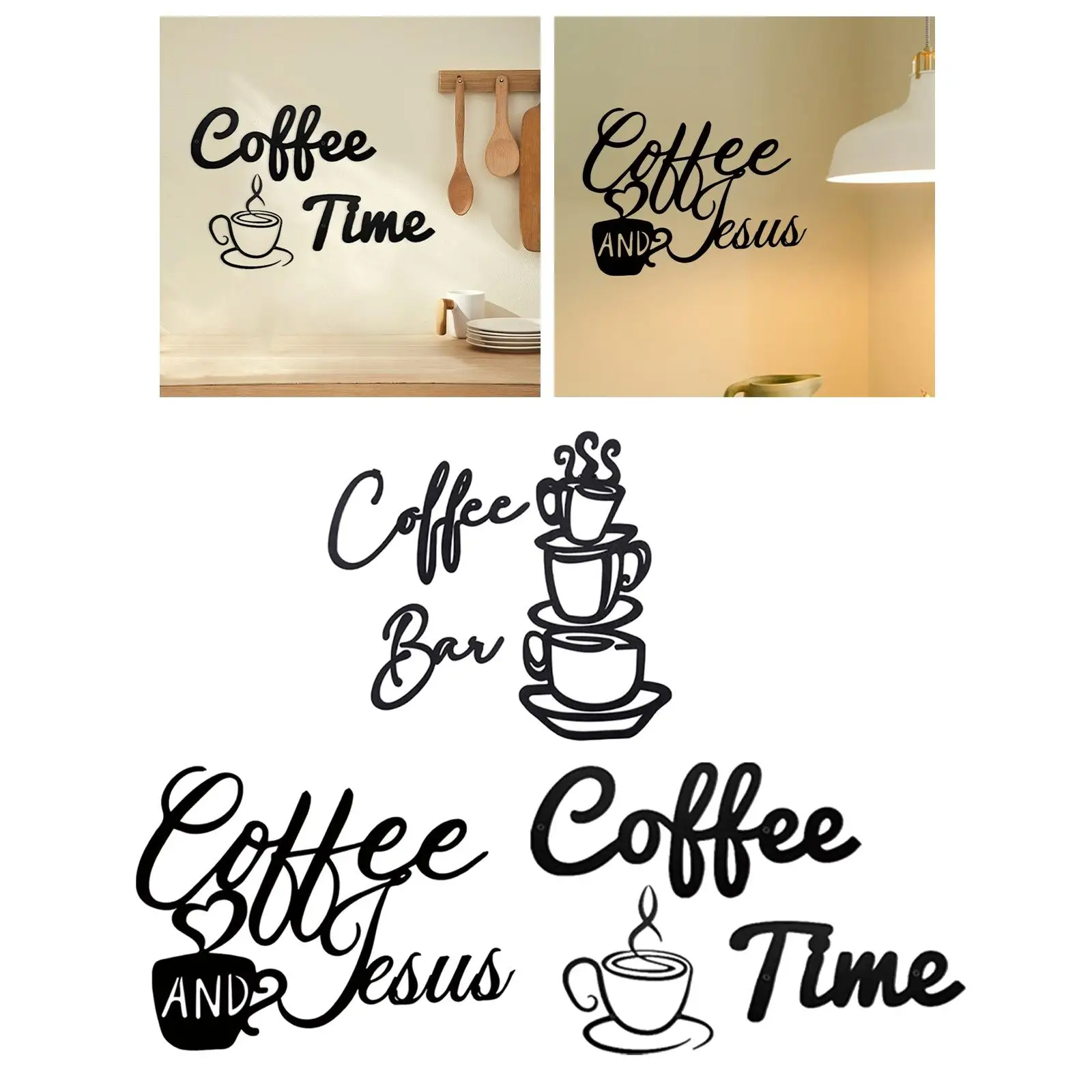 Hanging Wall Art Sign Wall Art Decor Wall Sculptures Kitchen Home Rustic Metal Coffee Sign for Background Bedroom Coffee Station