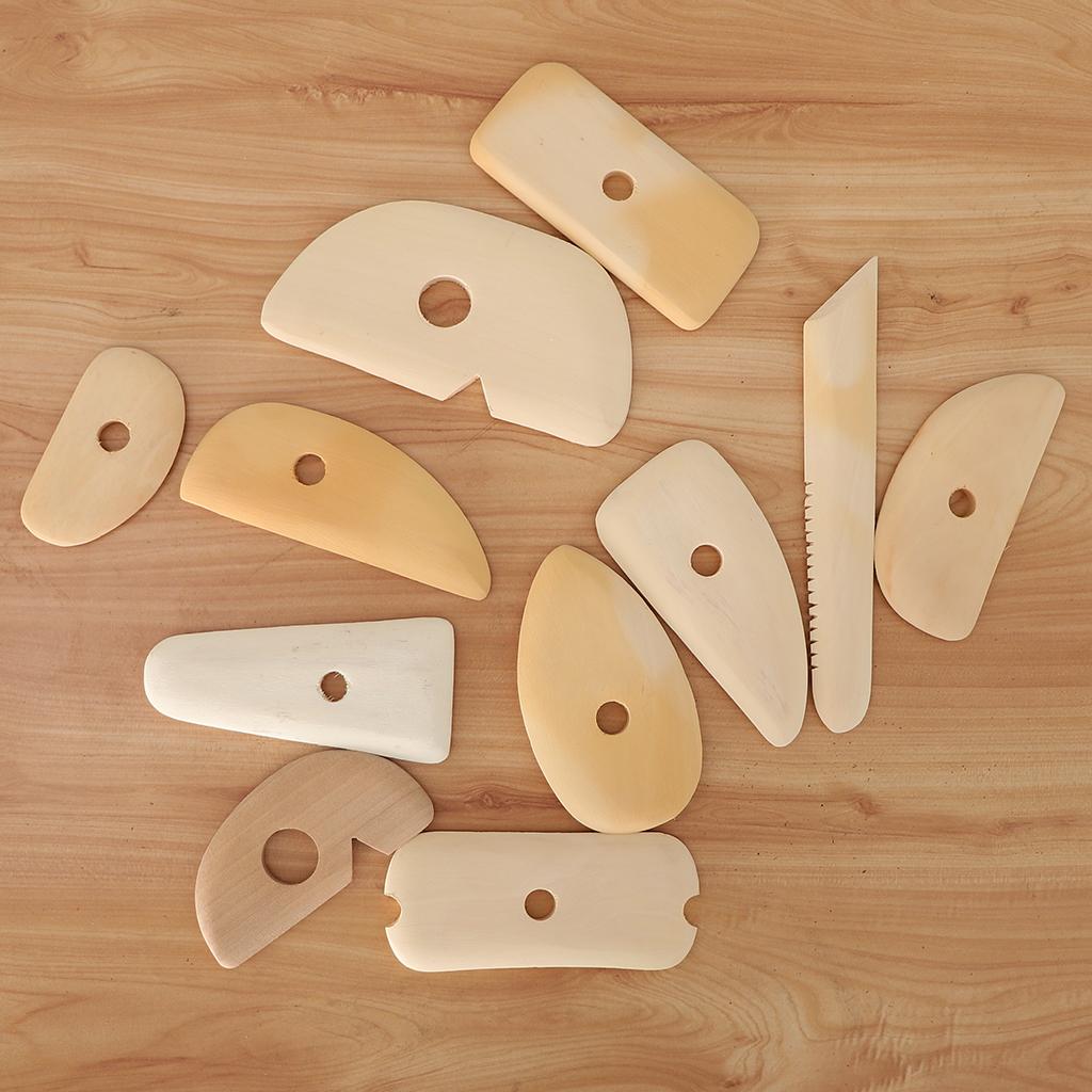11 Pieces Easy Use Safe Cutters Clay Art Shaping Tools Wooden Cutter /Scraper for Handmade Crafts DIY