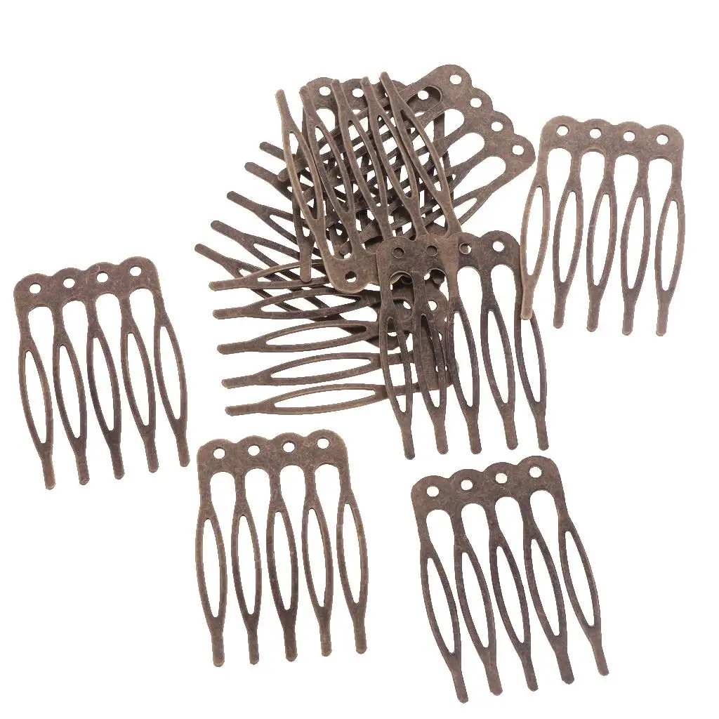 20 Pieces  Hair Comb for Bridal Hair Accessories DIY Retro Bronze 5/10  Side Comb Findings Art Making