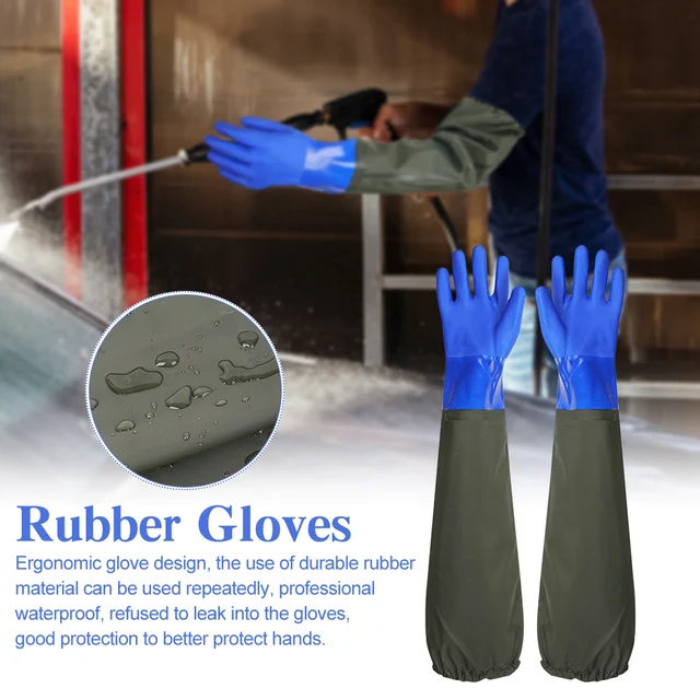 Guantes de limpieza de drenaje, guantes de estanque, guantes de goma  largos, guantes impermeables hasta el codo, guantes de goma aislados de 27