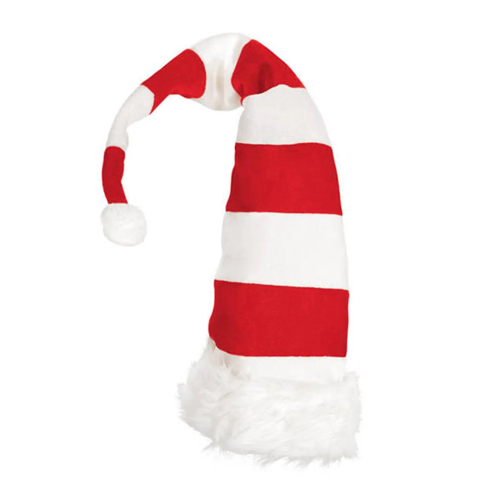 Long Christmas Hat Headwear Prop Decorative Soft Plush Xmas Holiday Hat Warm Striped Santa Hat for Carnival Festive Fancy Dress