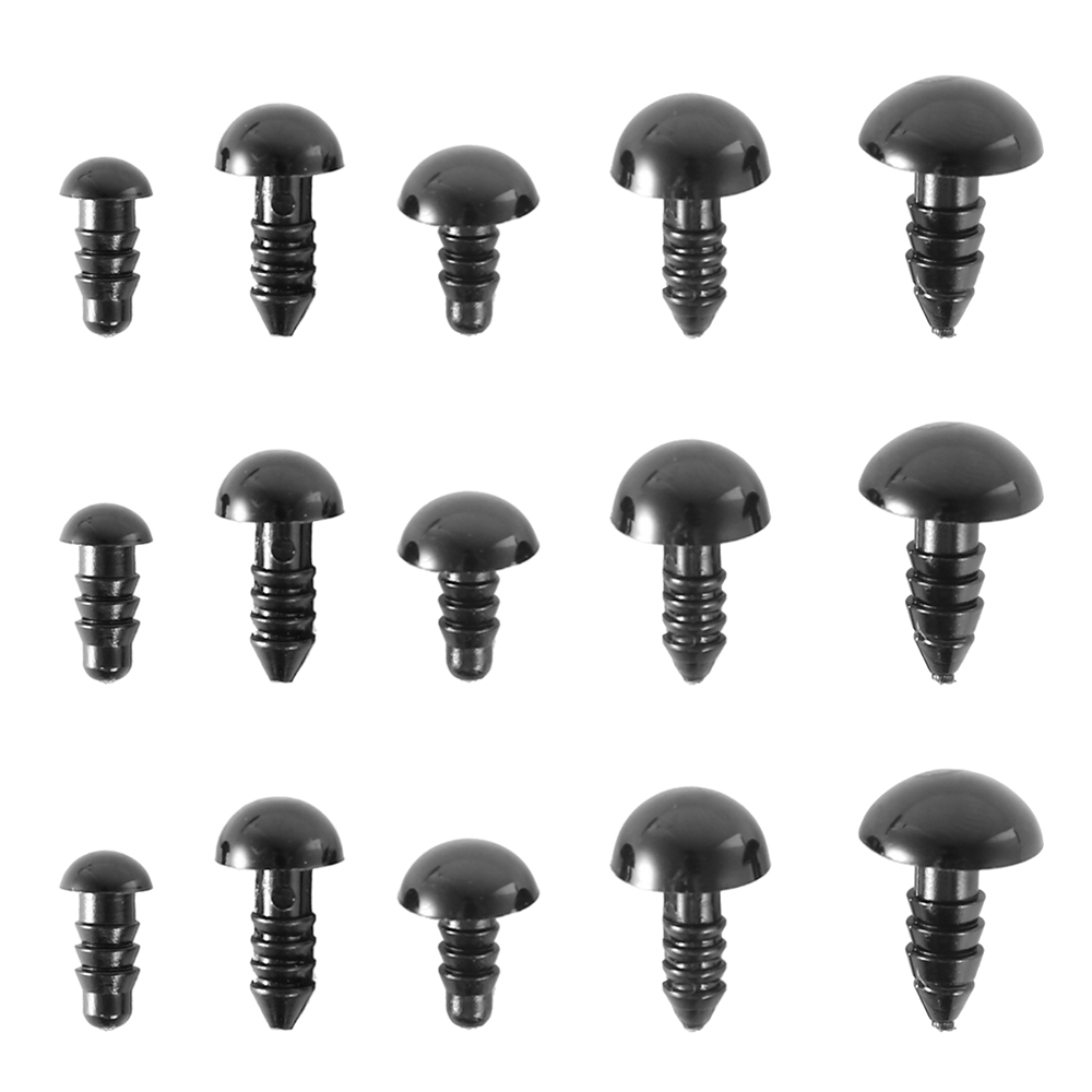 150 Stück DIY-Puppen-Sicherheitsaugen, 6–12 mm, schwarzer Kunststoff, Bastelaugen für Bärenspielzeug, Kinder, DIY-Handwerk, Stofftier-Puppenzubehör – Detail 8