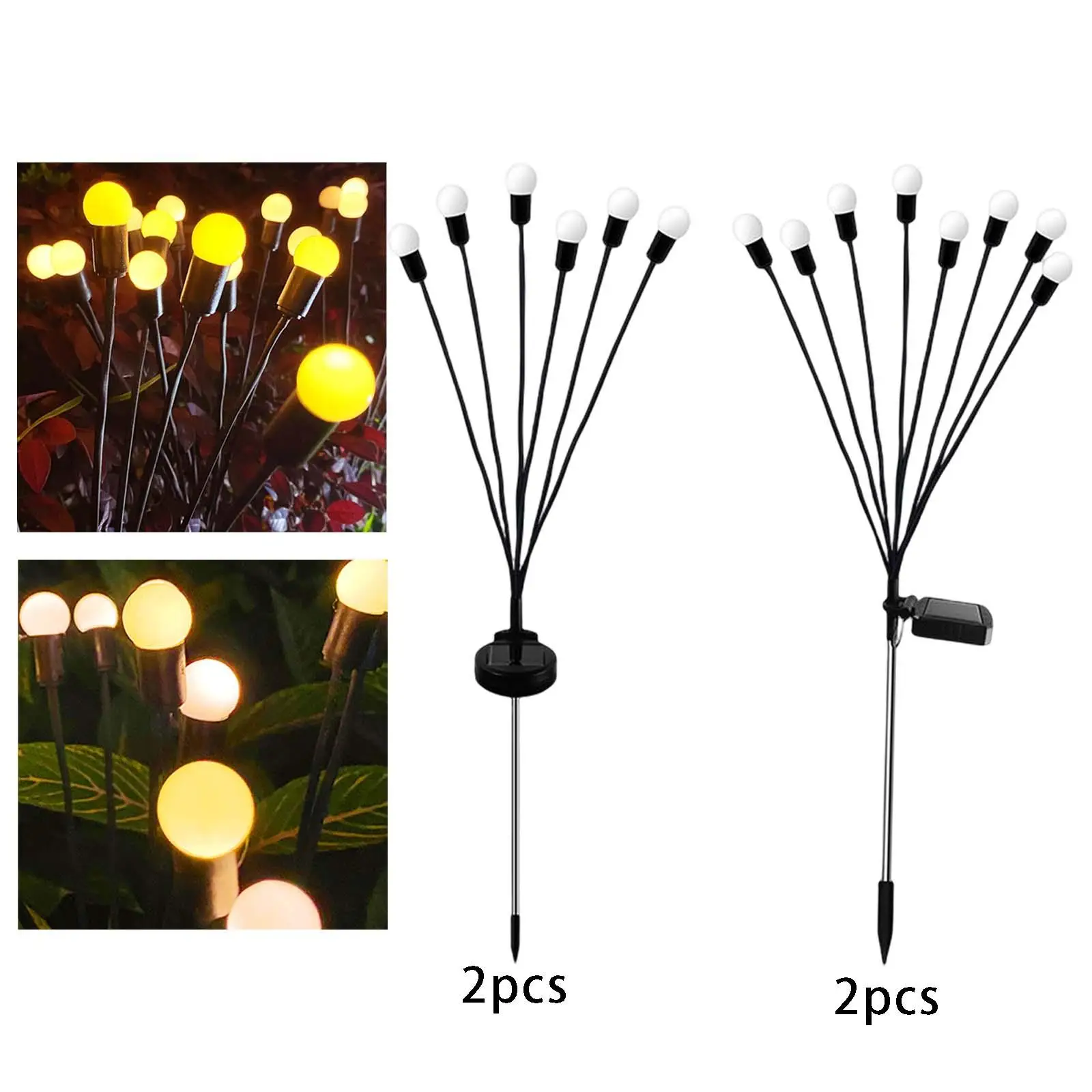 Solar Outdoor Stakes Light with 8 Pieces LED Bulbs Pathway Lawn Lights for Outside