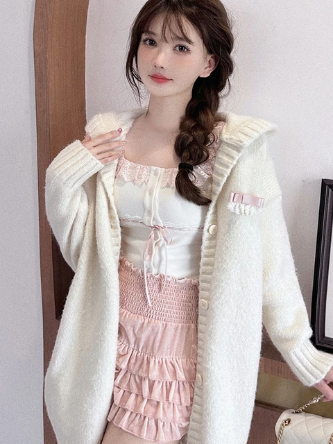 Pink Japanese Kawaii Two Piece Set Women Summer Sweet Lolita Shorts Suit  Female Print Bare Shoulder Blouse + Wide-leg Shorts New, Beyondshoping