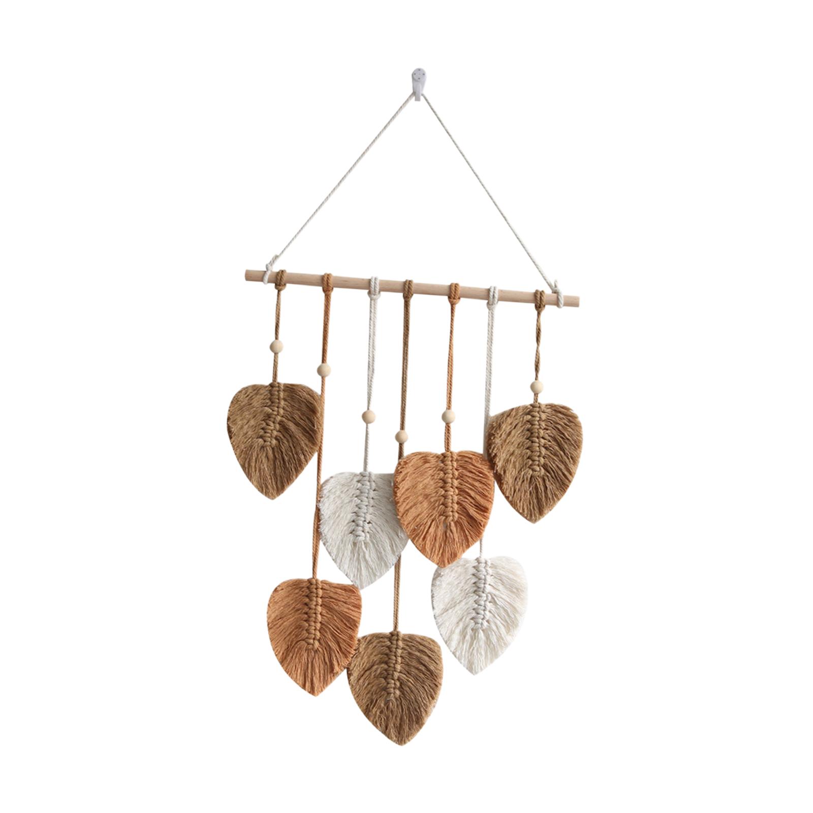 Woven tapestry Macrame wall hanging Bohemian craft backdrop wall art leaf