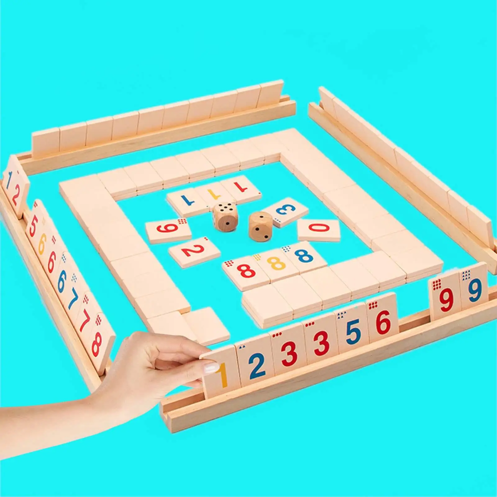 Wooden 2-4 People Mahjong Digital Game Educational Toys Family Party Game Fast Moving Tile for Teens Adults Kids
