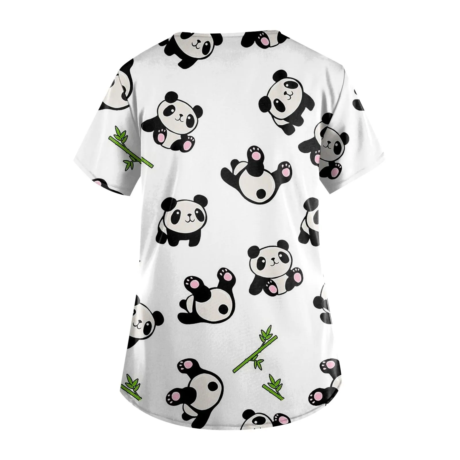 Uniforme de Trabalho Enfermeira, Camiseta Panda Bonito,