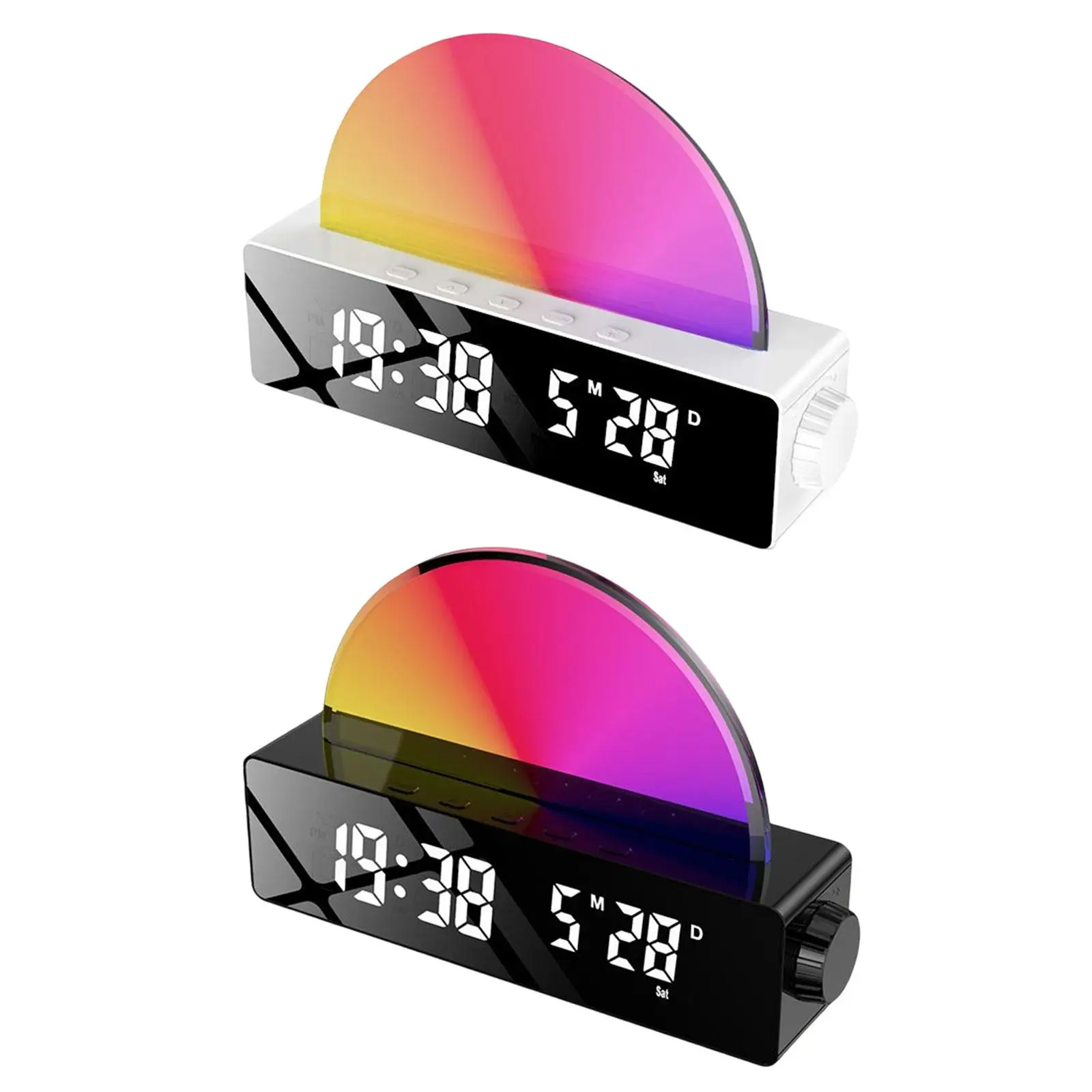 Multifunctional Digital Alarm Clock Large Display Temperature Meter Adjustable RGB Calendar Desktop Clock for Office Kitchen