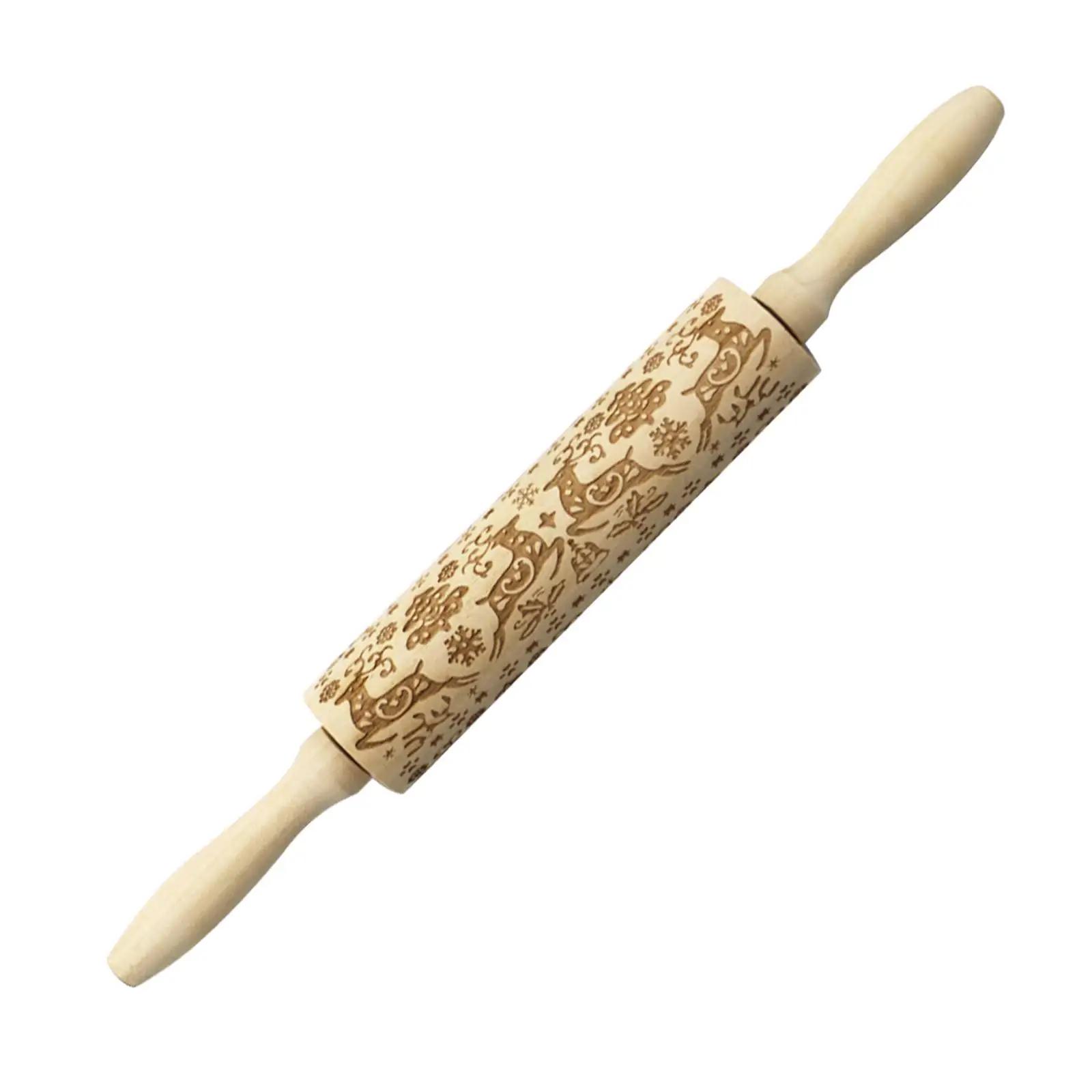 Embossed Rolling Pin Xmas Kitchen Tool for Baking to Decorate Pastries Bread
