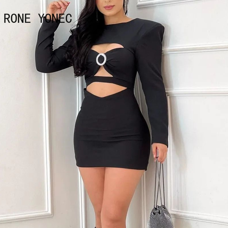 fora mini bodycon uma linha formal vestido preto