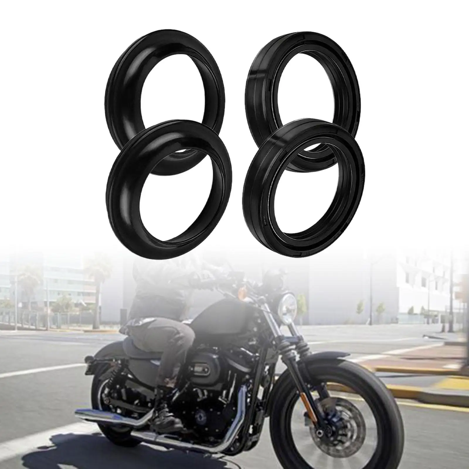 4 Pieces 39x52x11mm Rubber Front Fork Oil Seal & Dust Cover Oil Resistance for Harley XL883N XL1200 XL1200V XL1200N Xlh1100