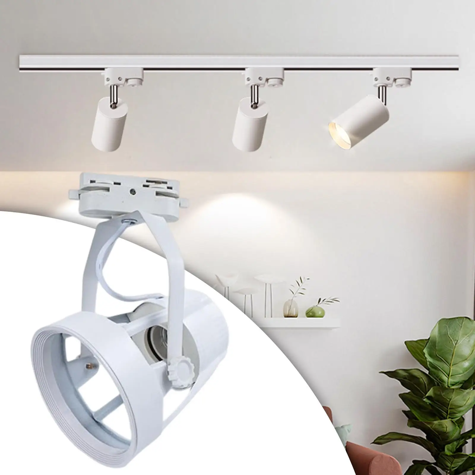 Par30 Spotlight Track Lamp Cover Lampshade Holder E27 Threaded White for Living Room Metal Material Wide Lighting Angle Sturdy