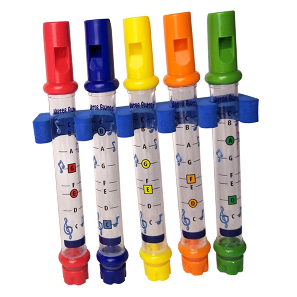 5pcs Water Flutes with Music Sheets Holder bath flute Musical Instrument Bath Toy for Babies Kids Children Developmental