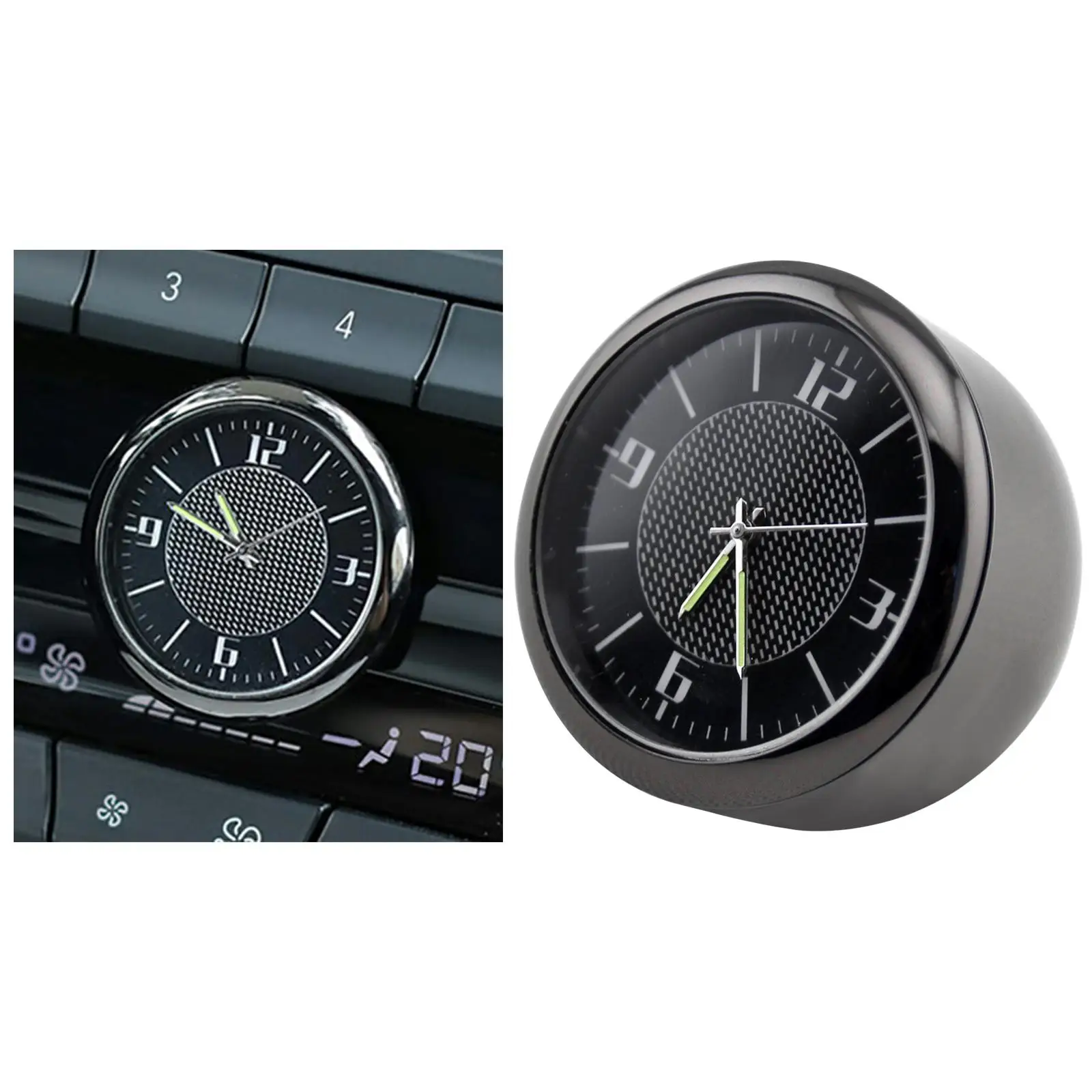 small Clock, Luminous Clock car Accessories pocket Decoration round Conditioner