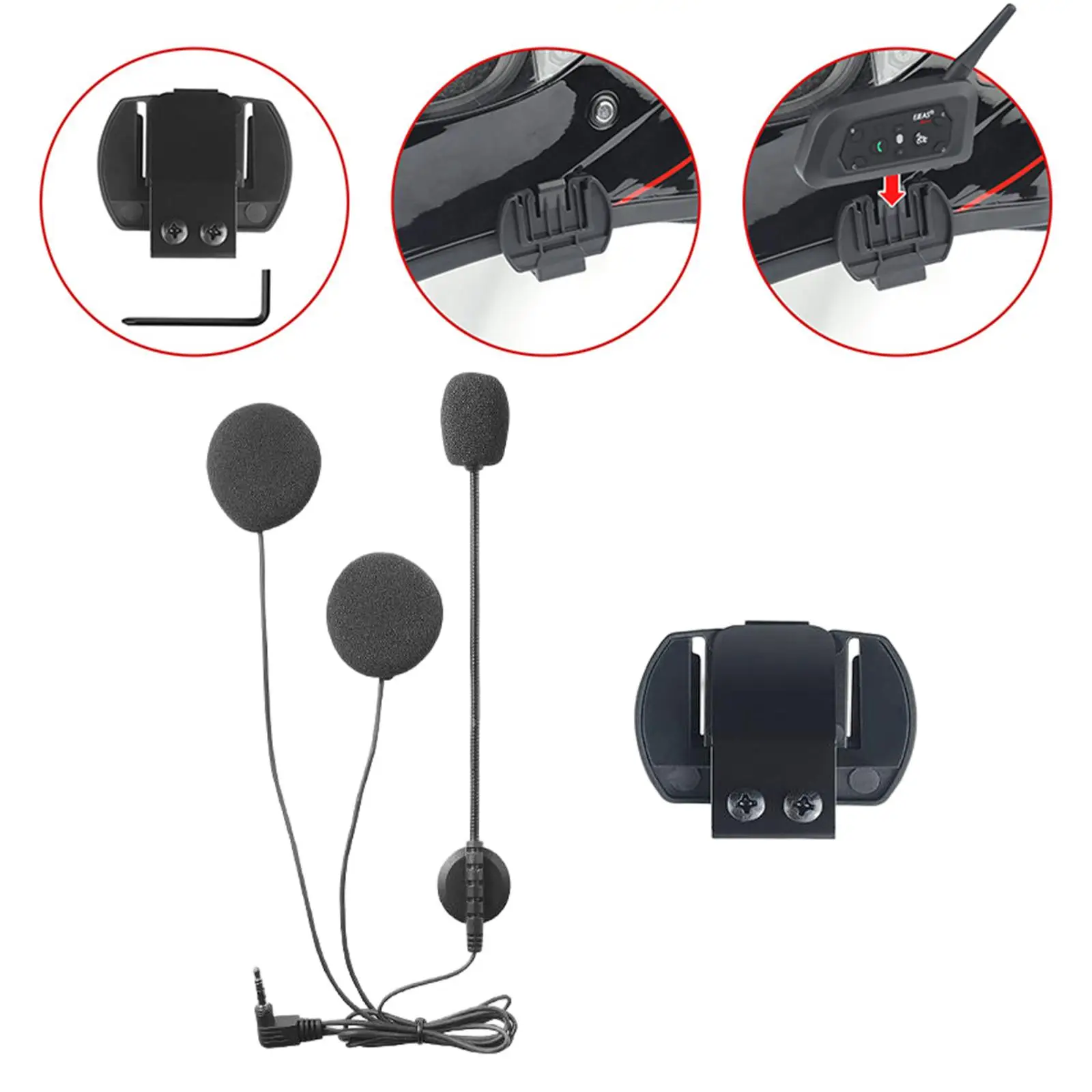 Portable Motorcycle Helmet Intercom Stereo Speakers Headsets with Microphone